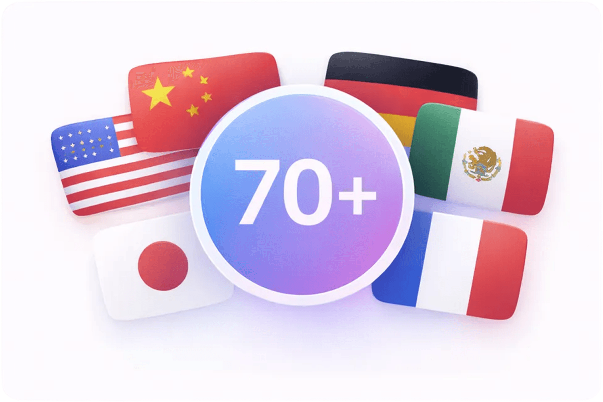 70+ languages